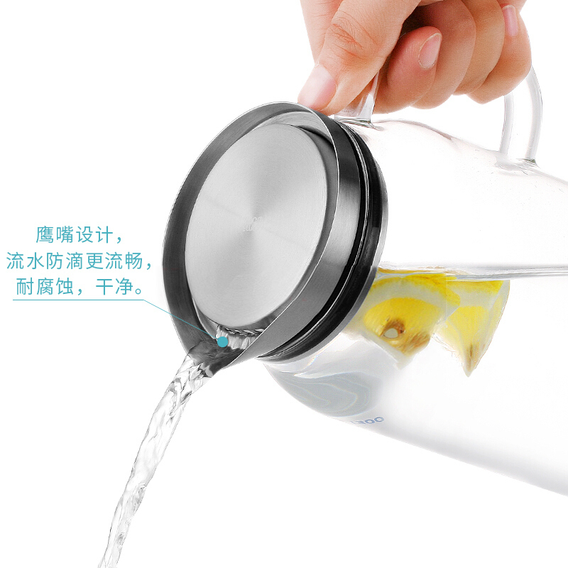 尚明 S063 不锈钢盖玻璃冷水壶 (单位:个)1300ml