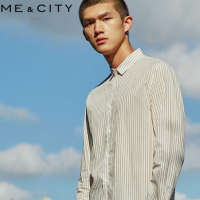 【2件1.5折价:59.9】MECITY男装竖条纹棉长袖衬衫男士休闲衬衣男