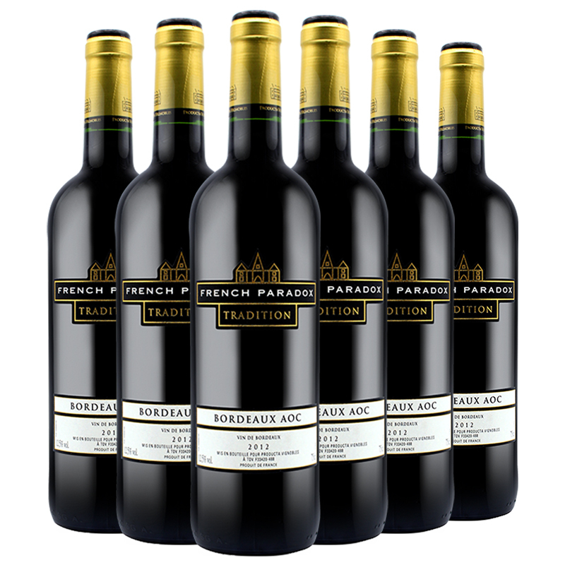 法国原瓶进口 茗酊古堡传统波尔多红葡萄酒 French Paradox 整箱装750ml*6