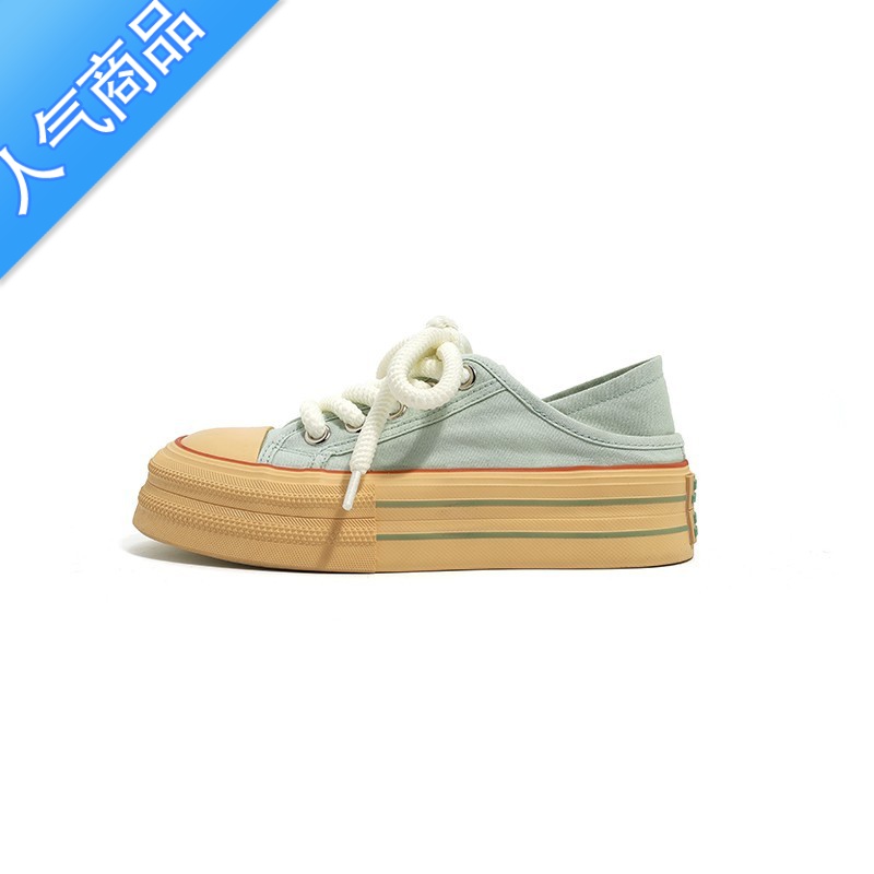 SUNTEK林先叁 两穿厚底帆布鞋女学生百搭小众设计休闲板鞋2023夏季新款高清大图