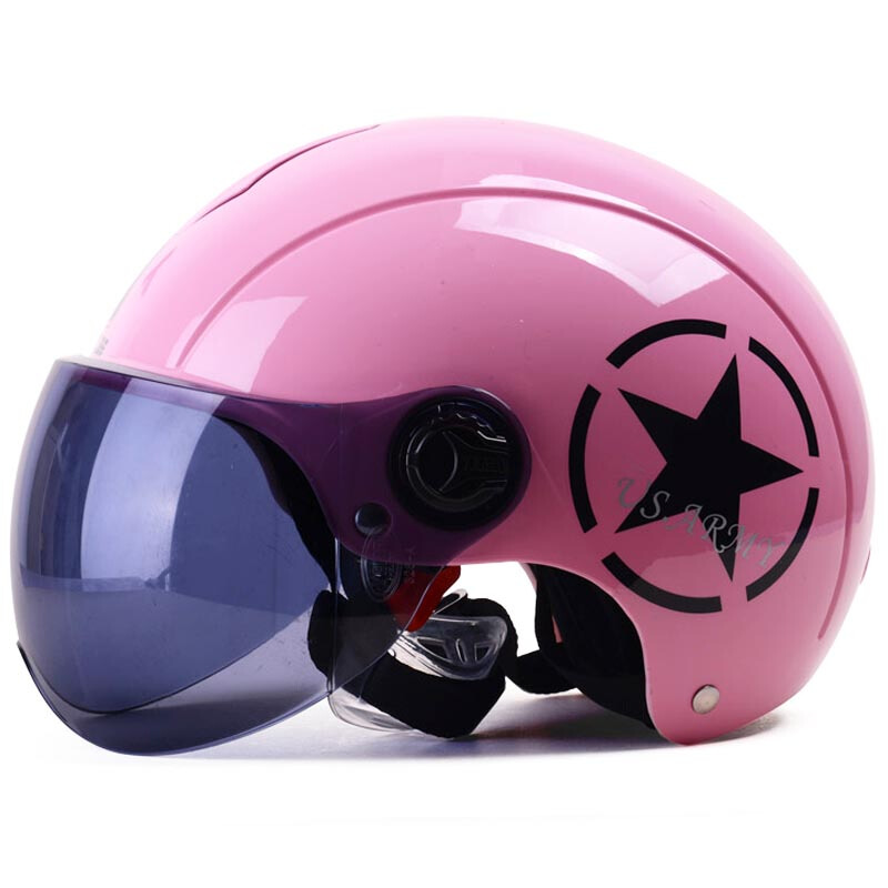 韩佐 电动车头盔安全帽男女可爱个性防晒头盔 哈雷款 粉色