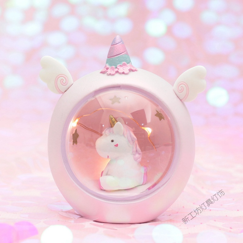苏宁放心购 梦幻台灯装饰少女心独角兽星星灯卧室床头宿舍布置生日礼品小夜灯 粉色独角兽基础装