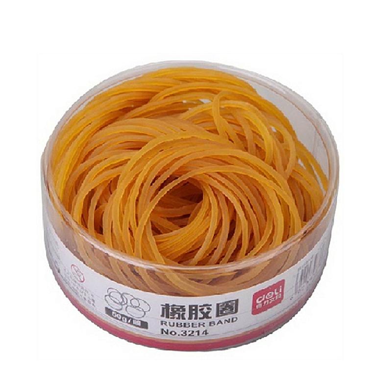 得力3214橡胶圈(黄)(50g/筒)办公用品 橡皮筋 财务牛皮筋 橡胶圈 橡皮筋 饰收纳(6个/组)