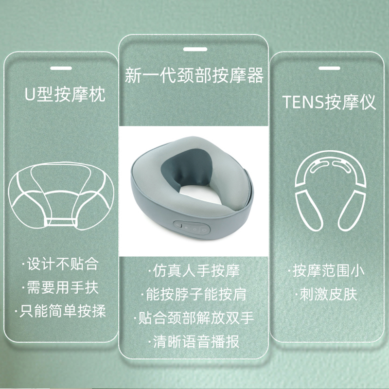 艾迦(AI-HOME)6D按摩头AI-ST320颈部按摩仪智能语音播报温感热敷定时按摩正反转揉捏低分贝运行按摩器
