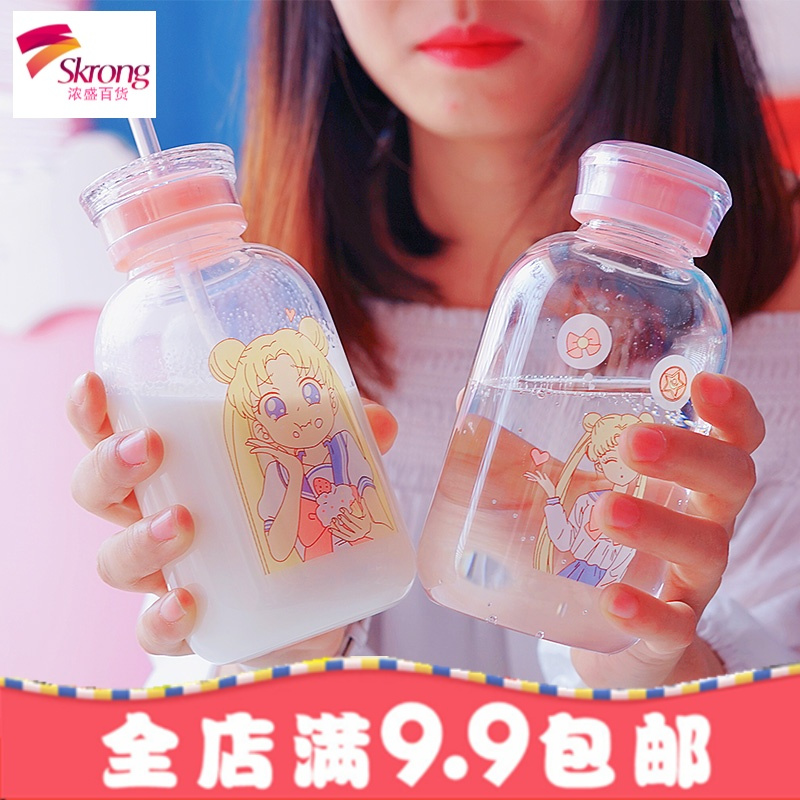 美少女网红玻璃杯水杯少女心吸管可爱韩版韩国女学生小清新水杯子