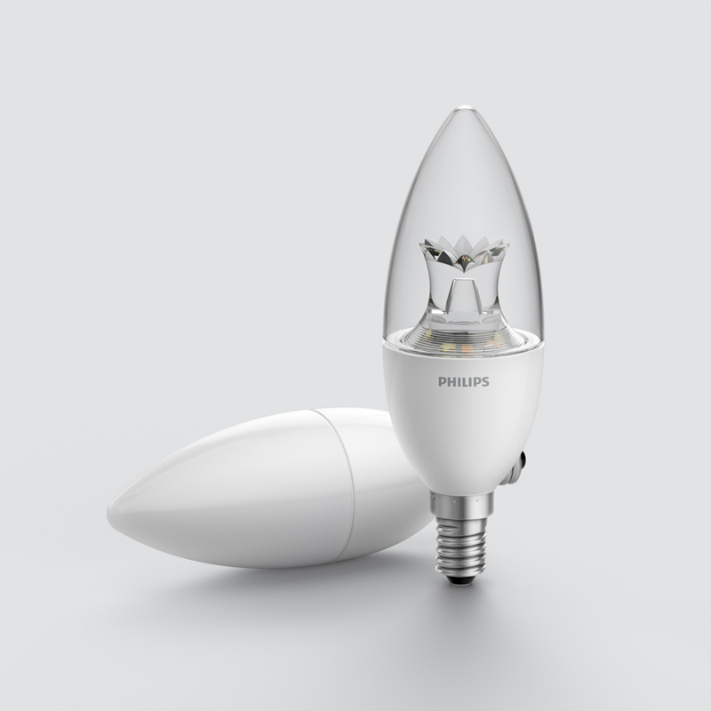 飞利浦(PHILIPS)e14LED亮度可调节能照明家用智能蜡烛灯泡智能家居小爱语音米家APP5只装