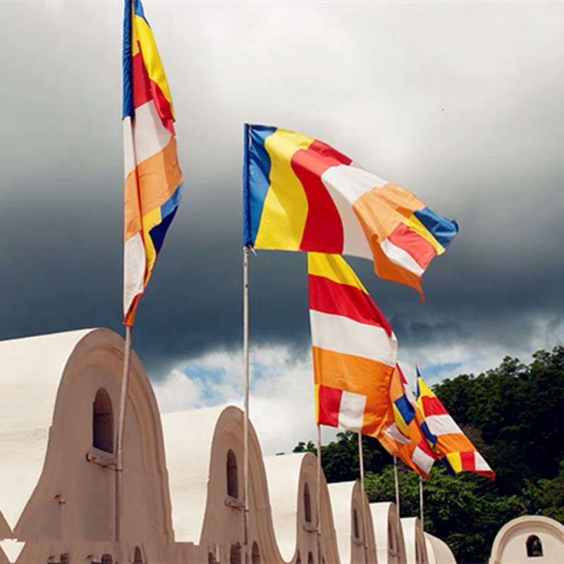 佛教五色飘旗大中小号旗杆插旗五色旗寺院挂旗佛旗1号佛旗288192厘米