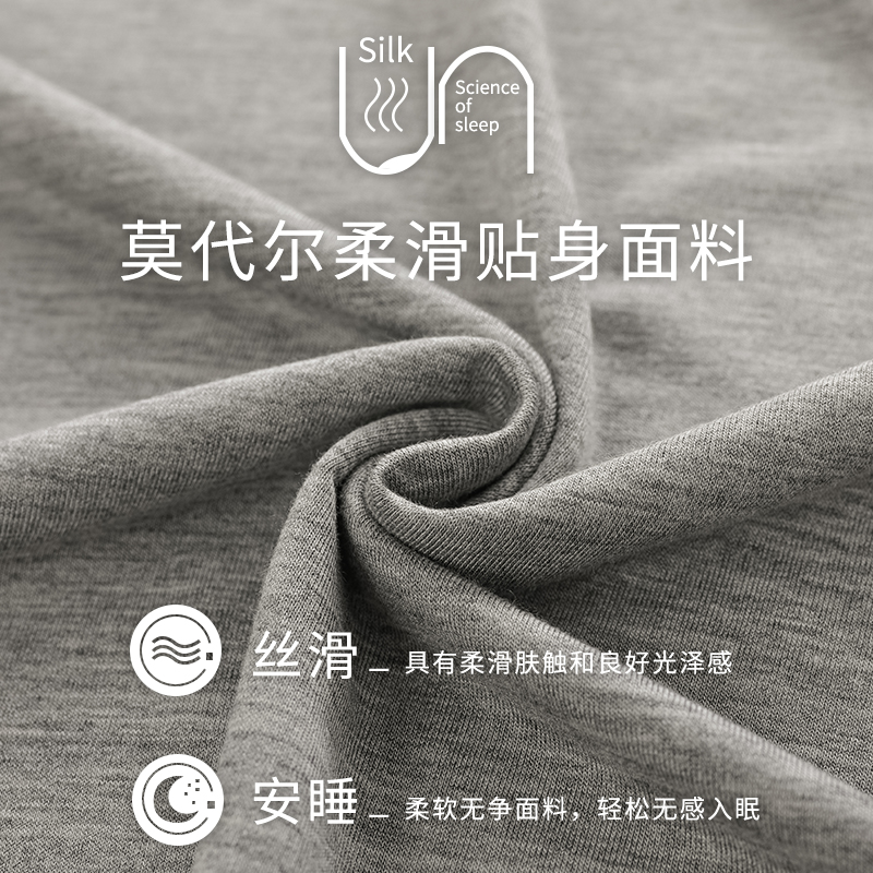 浪莎莫代尔睡裙女士夏季2025新款带胸垫短袖睡衣薄款加大码家居浪高清大图