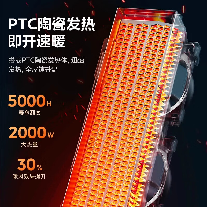 美的华凌暖风机家用取暖器摇头广角送暖烤火炉定时大功率电暖气 WH-NFT20F01杏色高清大图