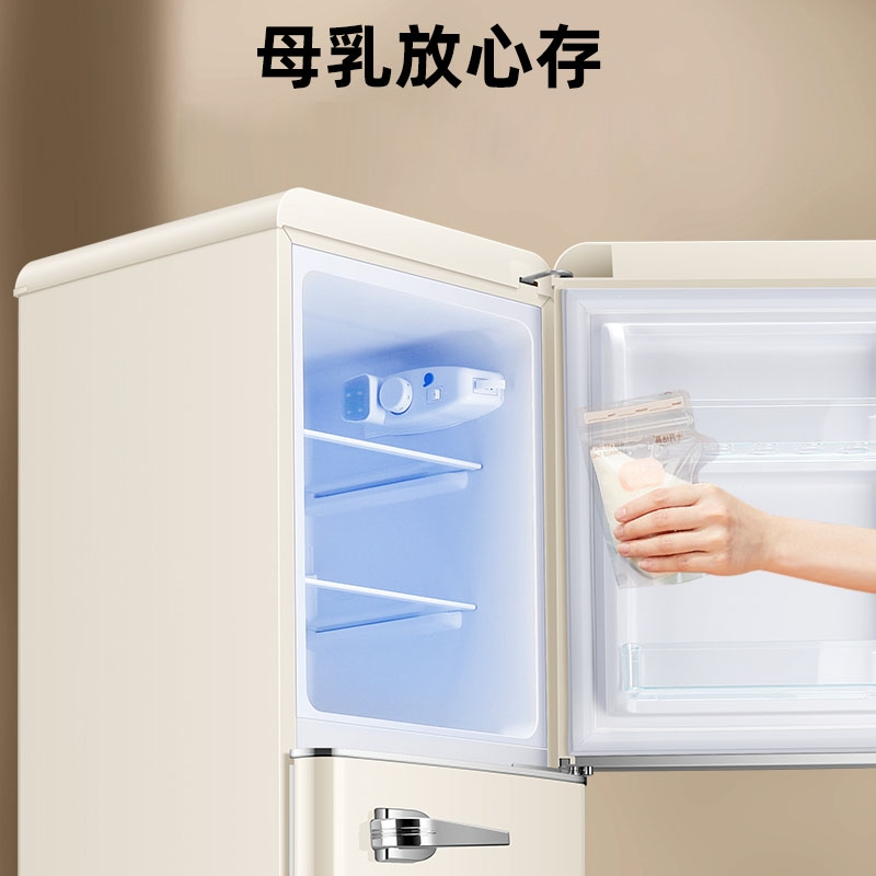志高(CHIGO)复古小型家用冰箱双开门怀旧冷藏冷冻迷你出租房省电二人用_复古红·72L带把手上冷冻下冷藏