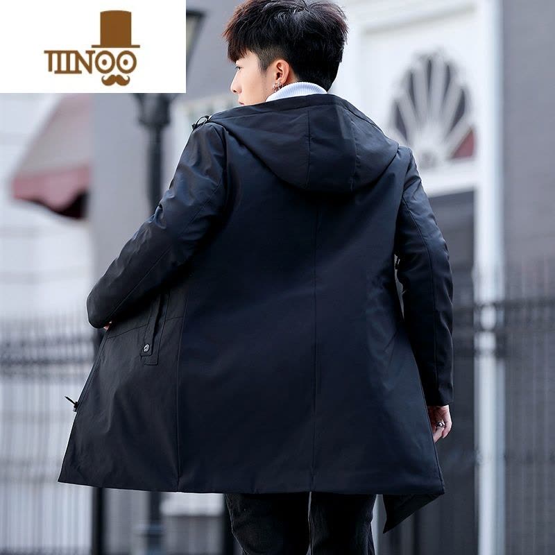 YANXU风衣男中长款加厚 时尚休闲纯色大码加棉外套男 2023潮流新品图片