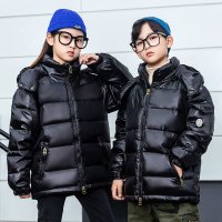 JPDUN新款外贸羽绒服冬季保暖超厚白鸭绒情侣外套_126 150码 儿童黑色