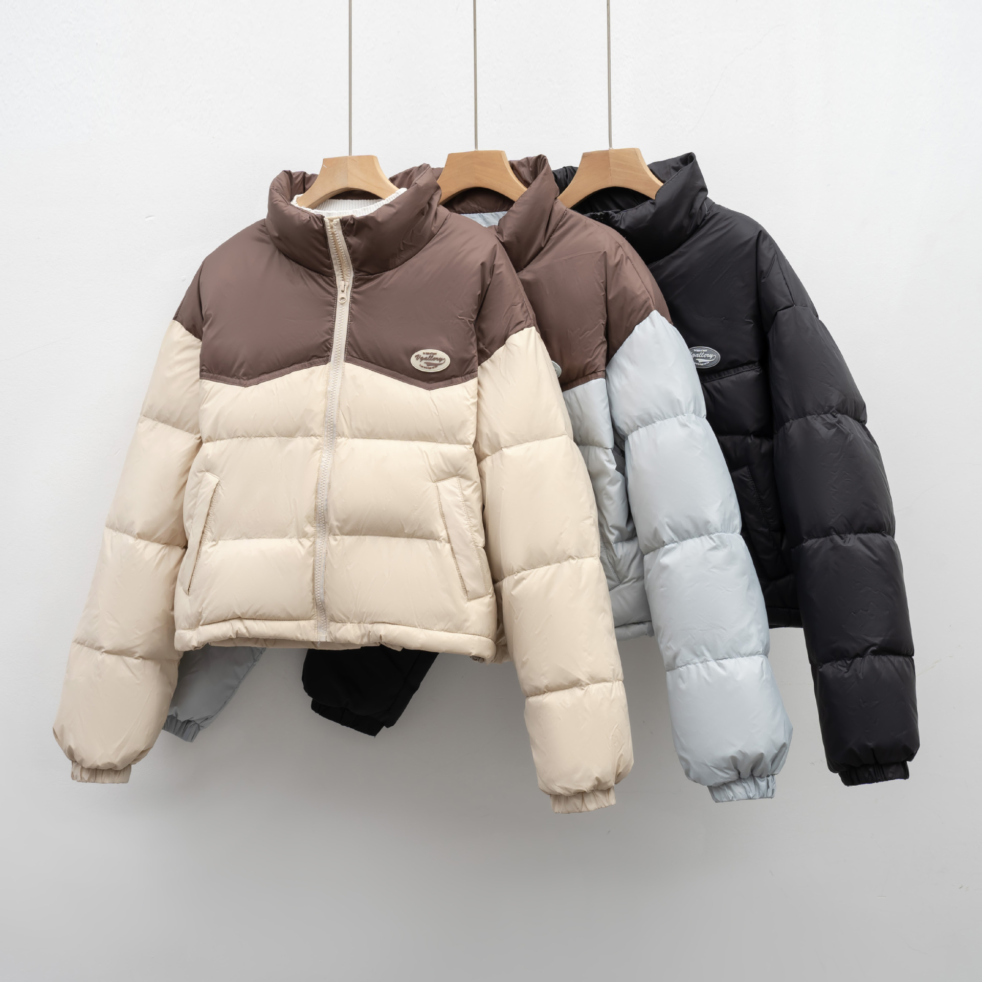 羽绒服女新款小个子短款冬季拼色加厚面包服韩版显瘦时尚高清大图