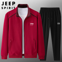 JEEP SPIRIT吉普男士休闲套装2022新款开衫立领大码两件套装春秋