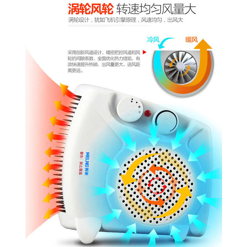 美菱(MELING) 暖风机 MDN-RN05T家用1800W 立卧两用 即开即热 低噪 过热保护 家用迷你型取暖器