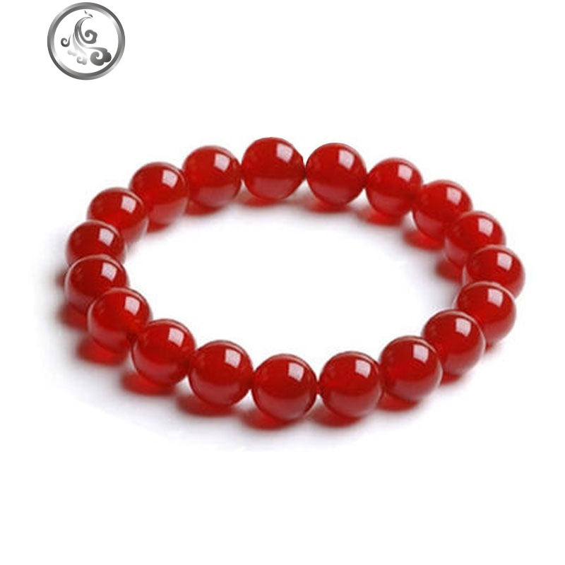 碧雅红玛瑙手链8mm红色本命年水晶女款手串珠子女士饰品流行简约jimi