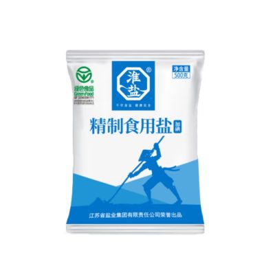 苏宁宜品淮盐精制食用盐500g加碘绿色食品家用食盐