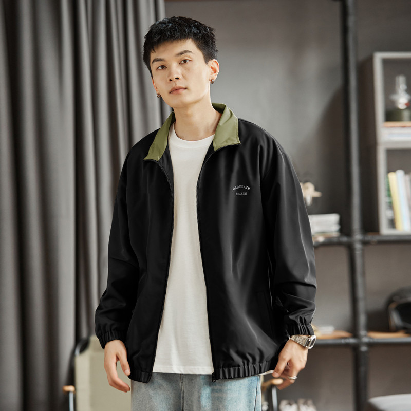 唐狮男士夹克外套男士外套外套男男式夹克休闲外套立领领口撞色外套