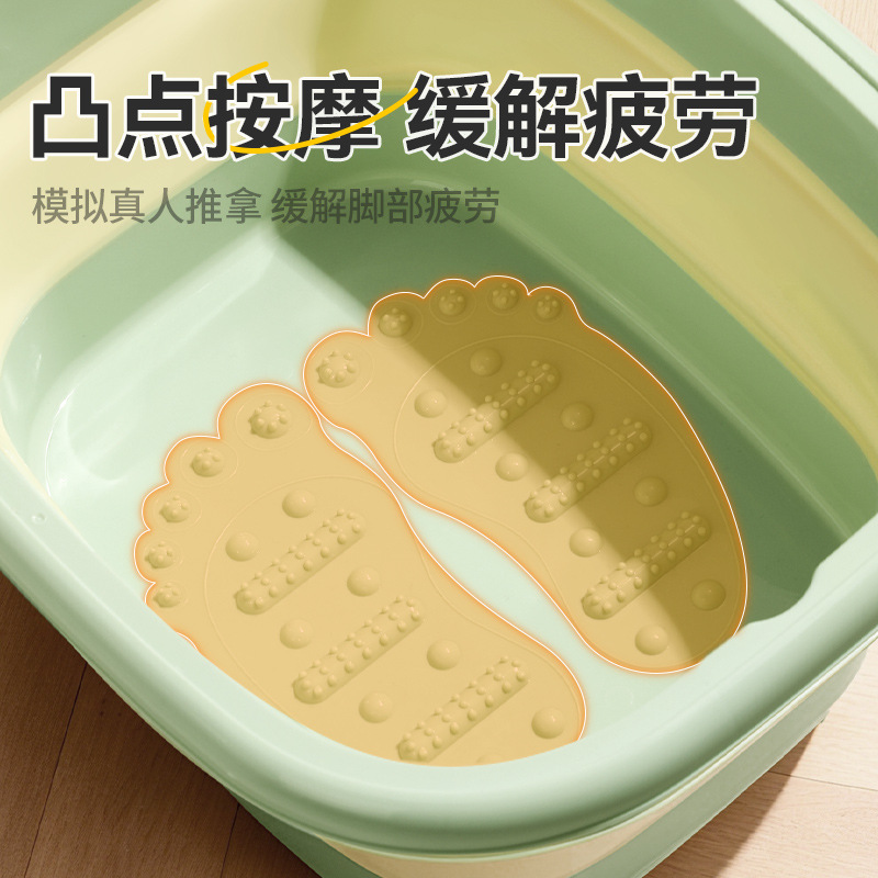 冀华美可折叠泡脚桶家用过小腿养生足浴桶便携式泡脚洗脚按摩足浴泡脚盆 灰色带盖-折叠款高清大图