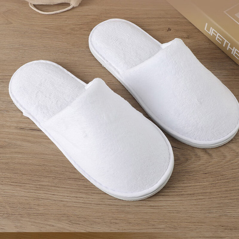 海亚森 TK-6012 珊瑚绒一次性拖鞋 底厚8mm 均码 白色 拖鞋(计价单位:双)白色高清大图