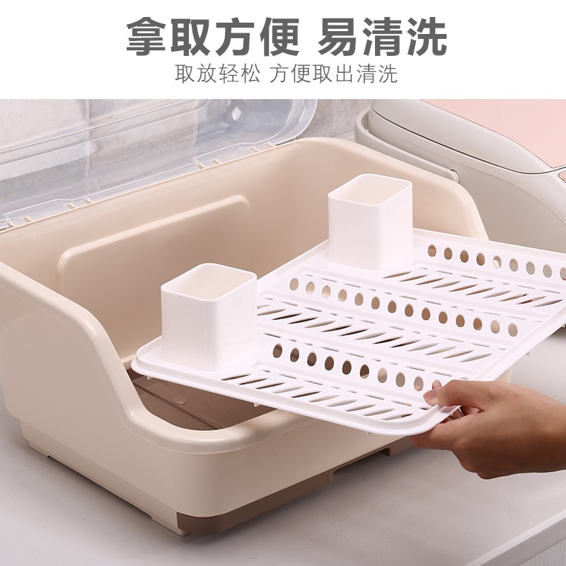 厨房置物架碗架晾放碗筷收纳盒沥水架收纳箱柜带盖家用洗碗碟架子收纳层架 三维工匠高清大图