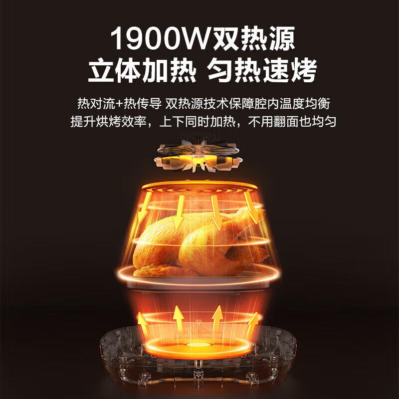 苏泊尔(SUPOR)双热源空气炸锅家用5升大容量透明可视免翻面电炸锅蒸汽嫩炸全自动一体无油低脂不用翻面整鸡薯条 双热源加高清大图