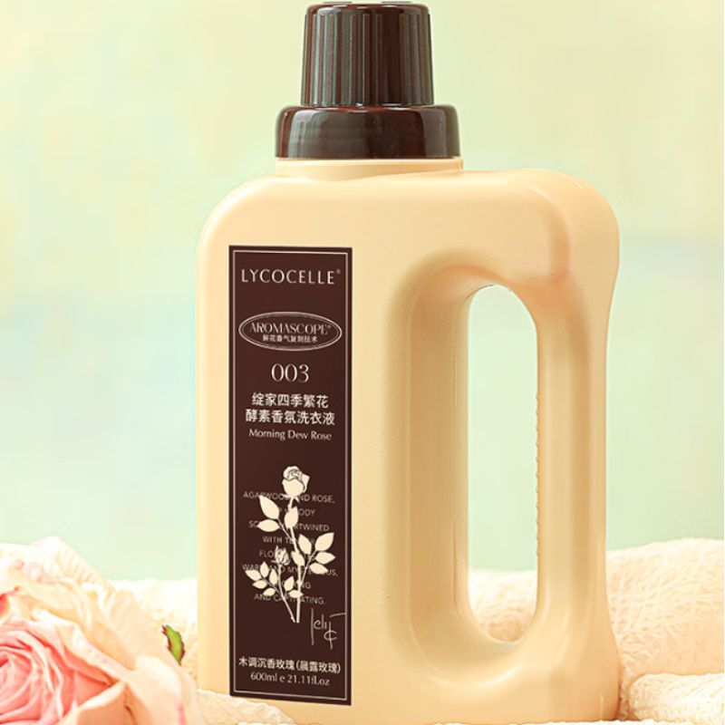 绽家四季繁花酵素香氛洗衣液600ml 木调沉香玫瑰(晨露玫瑰温和洁净衣物高清大图