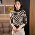 半高领羊毛衫女短款印花毛衣妈妈装外穿针织上衣服打底衫秋冬内搭纯羊绒紧身短款套头打底衫哥弟恒源祥阿玛施鄂尔多斯恒源祥 XL-175 2619高领绿色