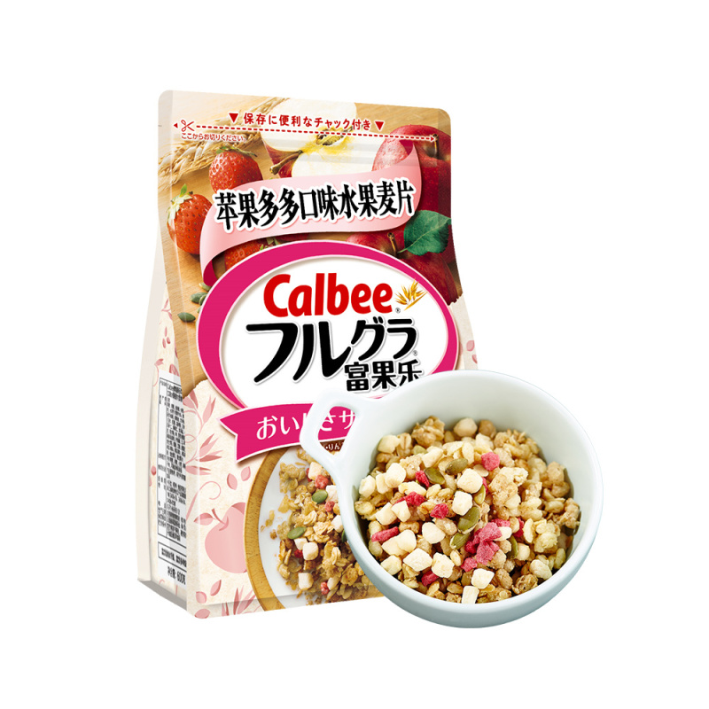 Calbee/卡乐比 进口早餐即食燕麦片水果麦片苹果味600g*2袋