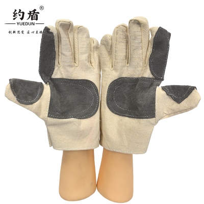 约盾 贴皮加固耐磨防油渍三层帆布手套 FYI006/双