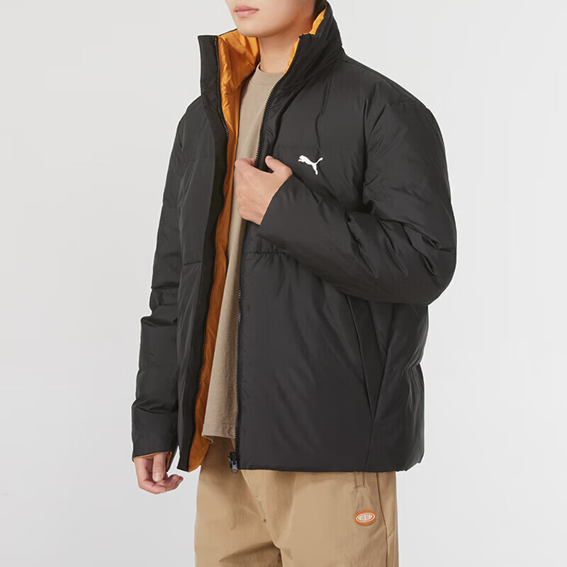 彪马（PUMA）羽绒服男女装新款立领防寒保暖休闲服双面穿运动外套685320-26 ZP M 685320-01/黑色