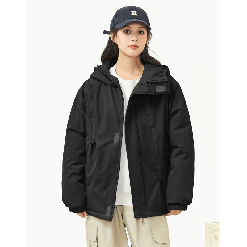 唐狮2024春款外套女新款设计感工装夹克春秋季户外冲锋少年上衣_336 XL 黑色