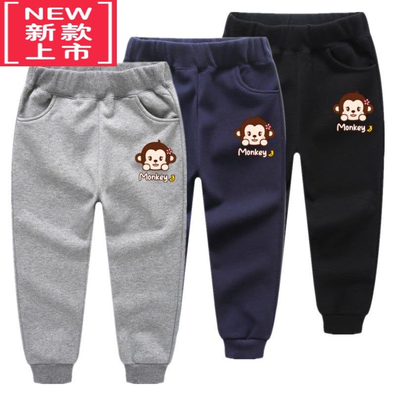 可莉允男童加绒加厚裤子春装2022新款儿童运动裤韩版潮小童保暖卡通3岁6保暖裤图片