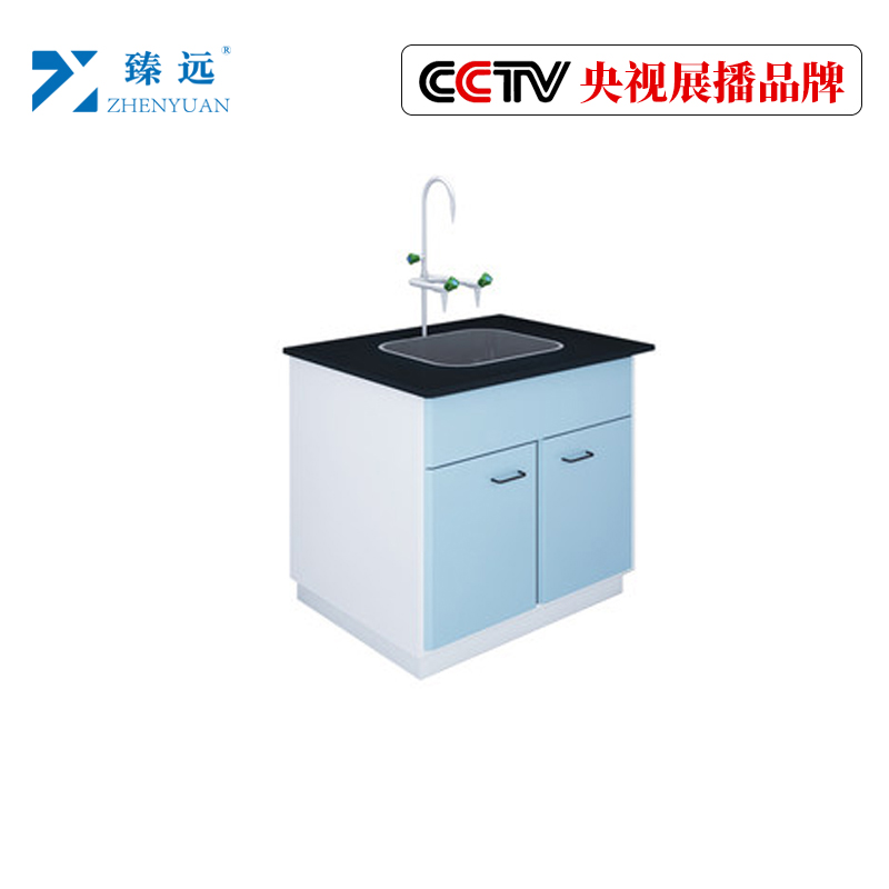 臻远操作台实验台化学试验桌 新款全钢边台1米带水 ZY-SN-0483
