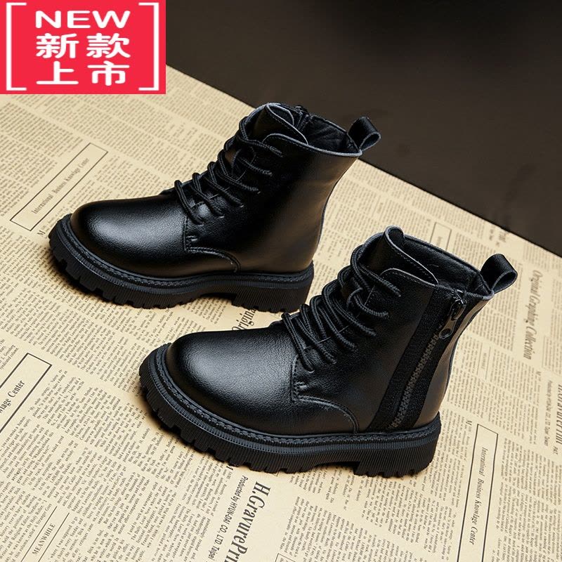 可莉允女童马丁靴2022年新款童鞋春秋款大秋冬靴子皮男童儿童短靴雪地靴图片