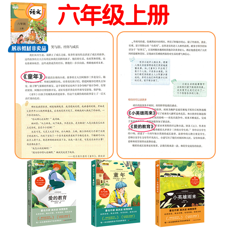 全套3本 [正版]全套3本 六年级上册课外书快乐读书吧童年高尔基爱的教育小英雄雨来人教版小学生课外阅读书籍老师书目儿童读高清大图