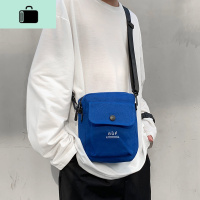 斜挎包男单肩包潮流学生休闲帆布背包男生潮牌包包ins潮小包轻便NEWLAKE 蓝色