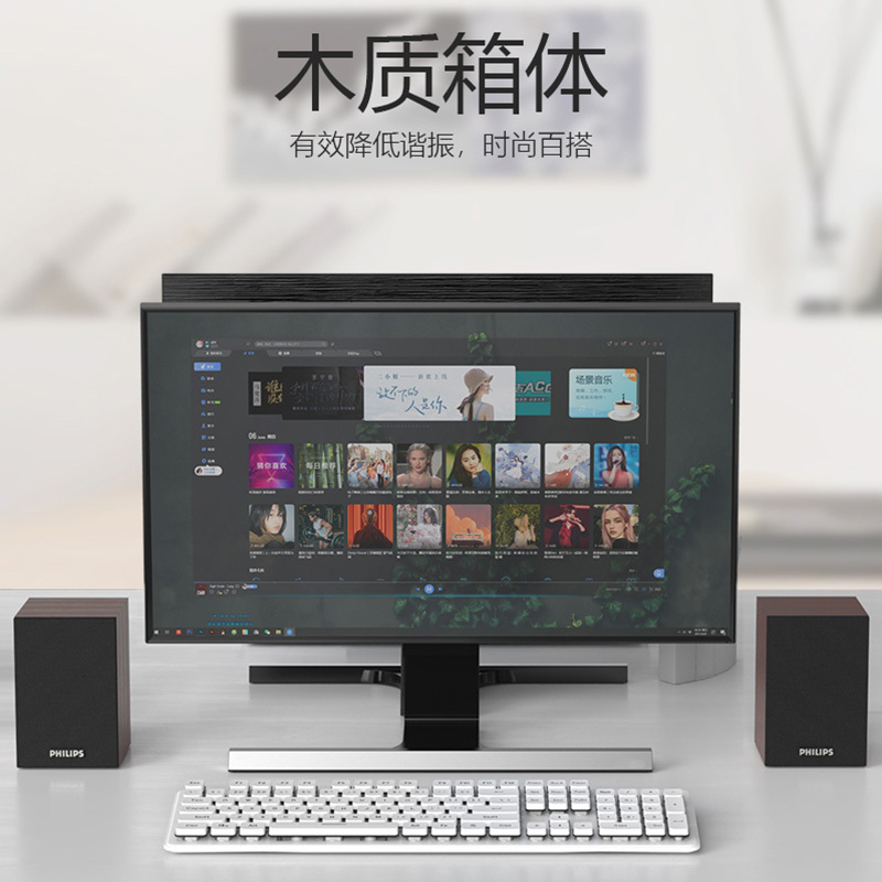 飞利浦 Philips 电脑音响台式蓝牙音箱 usb笔记本多媒体重低音小桌面游戏 迷你家用震撼低音 深色