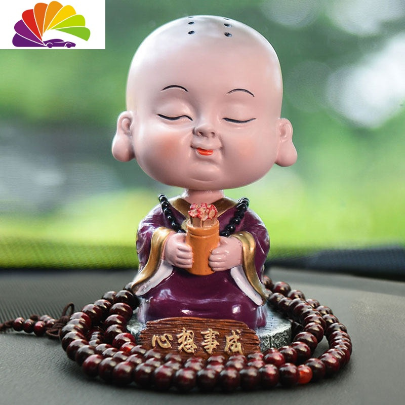 主义汽车摆件车载摇头小和尚公仔创意个性可爱漂亮车内饰品 心想事成