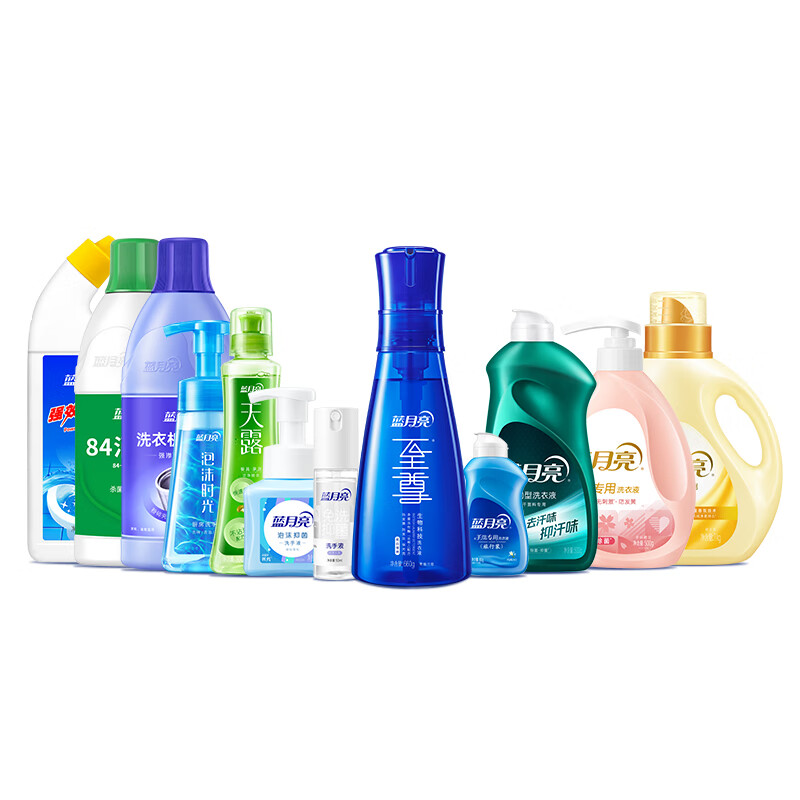 蓝月亮洗护家清组合二81000740 至尊洗衣液 浓缩柔顺剂 餐具果蔬洁净精华 厕清清洁剂消毒液洗手液