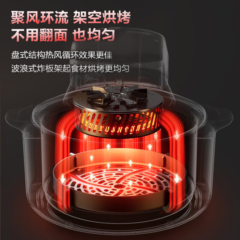 苏泊尔(SUPOR)空气炸锅远红外穿透加热7L大容量可视家用电炸锅蒸汽嫩炸薯条机上盖可拆洗去油脂彩屏触控KD70YQ87