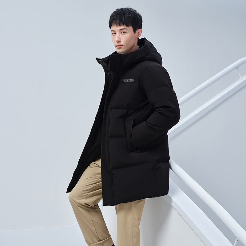 [商场同款]2022新款羽绒服男中长款连帽简约休闲加厚外套TA331659
