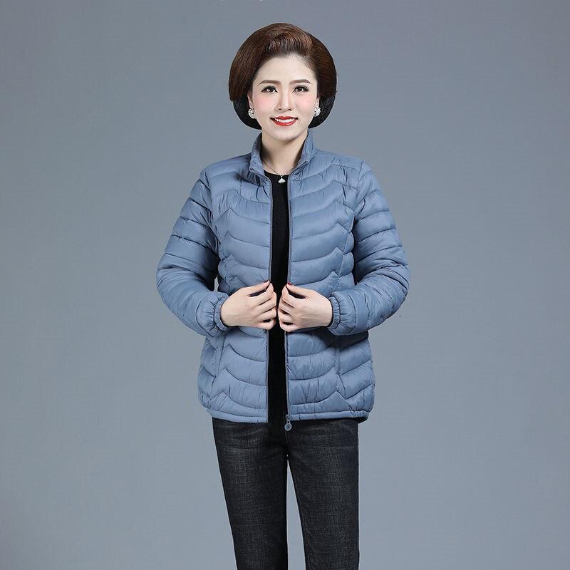 迪鲁奥（DILUAO)羽绒服女中老年女装轻薄小短款中年妈妈装秋冬大码外套_536 3XL建议120-135斤 雾霾蓝M版