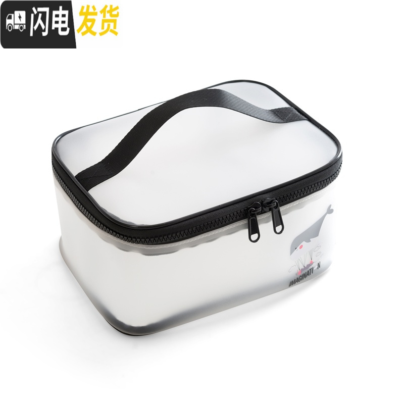 三维工匠大容量透明化妆包旅行便携防水ins网红化妆品收纳包洗漱包女小号 大号方形TPU磨砂B款