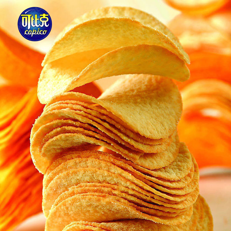 可比克薯片随机口味膨化零食品烤土豆片办公室休闲小吃薯条32g*5包高清大图