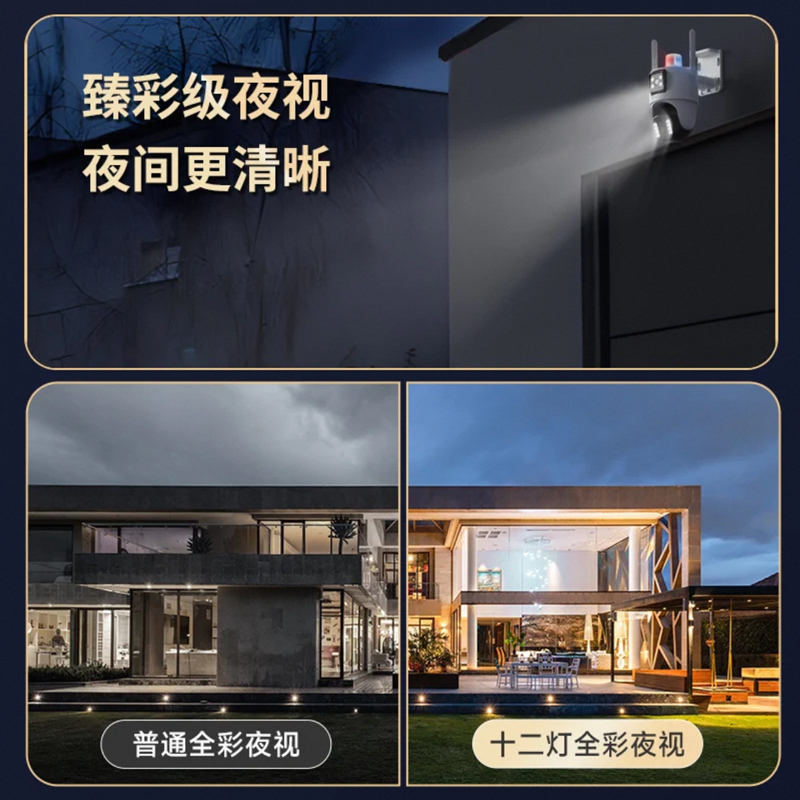 支持米家APP控制双镜头无线360度全景监控家用室外防水高清球机远程手机wifi全彩夜视摄像头无需网络远程监控已接入米家