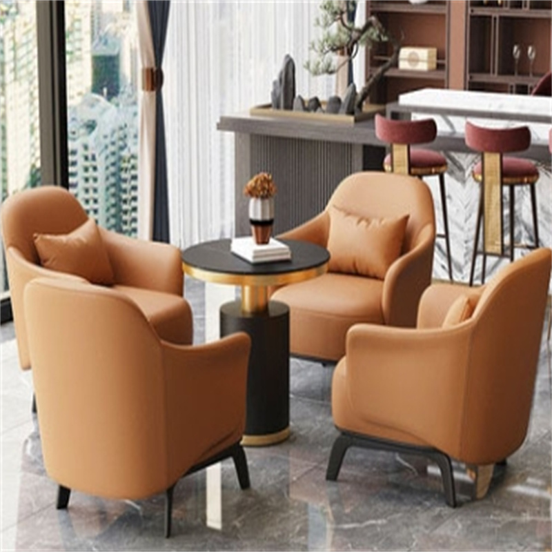 白寅 BY-SFCJZH-003 一桌四椅橙色【圆桌70*75】 西皮(单位:套)