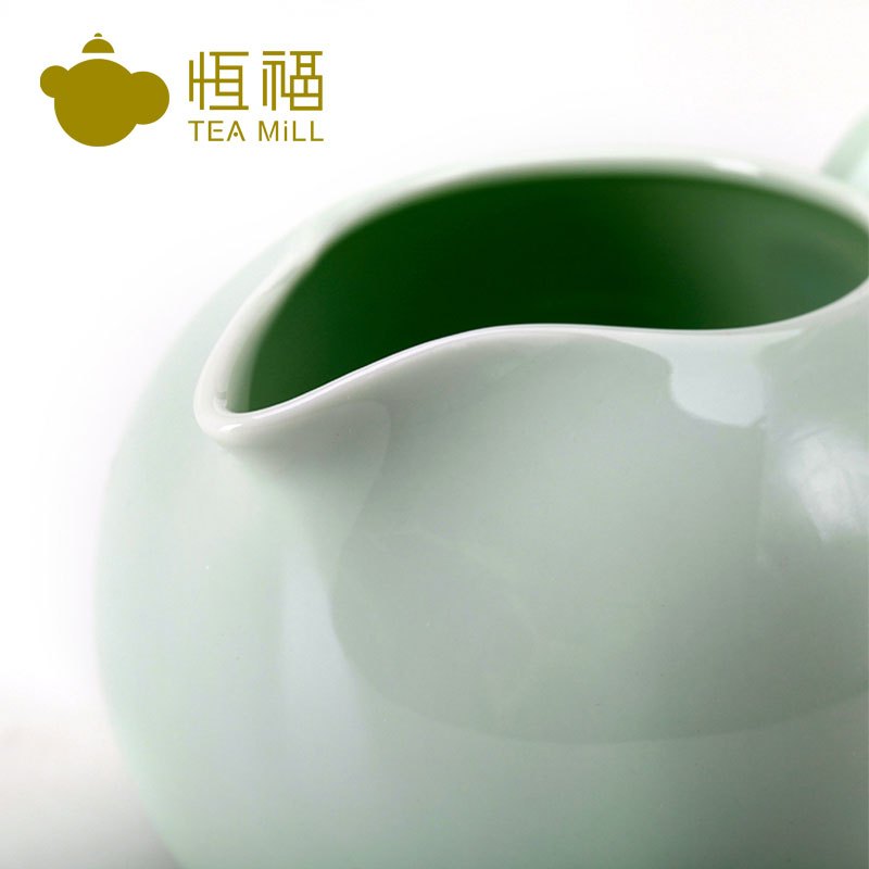 恒福(TEA MiLL)茶具 越窑古意青瓷陶瓷盖碗半组 整套功夫茶具 越窑龙泉青瓷一盖碗一海六杯 否