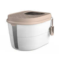 美卡波斯花环顶入式封闭猫砂盆大号猫厕所肥猫多猫适用猫砂盆 咖啡色