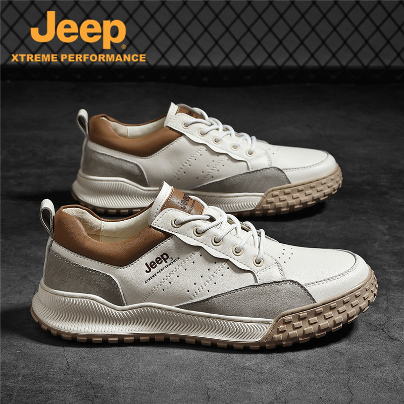 jeep男鞋秋季新款真皮板鞋男运动休闲鞋男百搭潮鞋男士皮鞋豆豆鞋视频